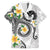 Kanaka Maoli Hawaii Plumeria Family Matching Off The Shoulder Long Sleeve Dress and Hawaiian Shirt Dancing Tentacles White Style