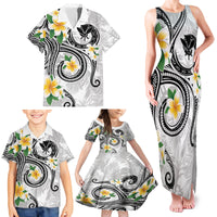 Kanaka Maoli Hawaii Plumeria Family Matching Tank Maxi Dress and Hawaiian Shirt Dancing Tentacles White Style