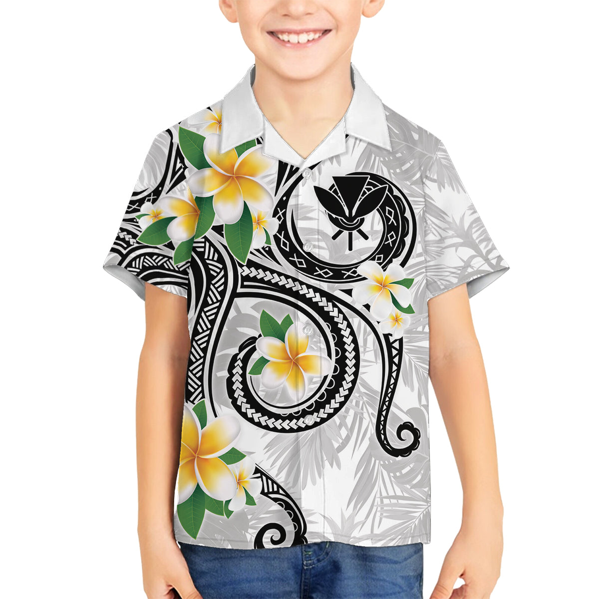 Kanaka Maoli Hawaii Plumeria Family Matching Tank Maxi Dress and Hawaiian Shirt Dancing Tentacles White Style