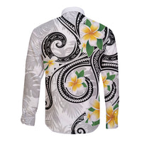 Kanaka Maoli Hawaii Plumeria Long Sleeve Button Shirt Dancing Tentacles White Style