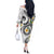 Kanaka Maoli Hawaii Plumeria Off The Shoulder Long Sleeve Dress Dancing Tentacles White Style