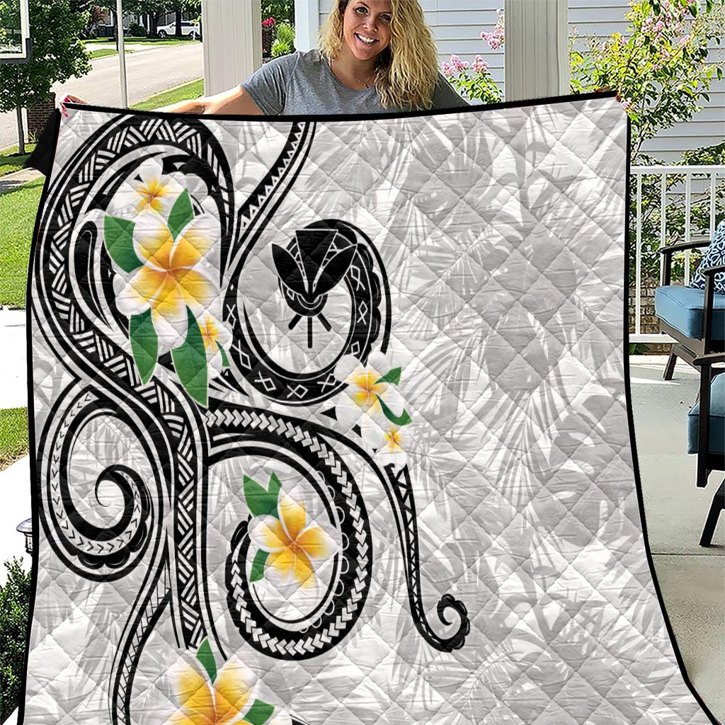 Kanaka Maoli Hawaii Plumeria Quilt Dancing Tentacles White Style