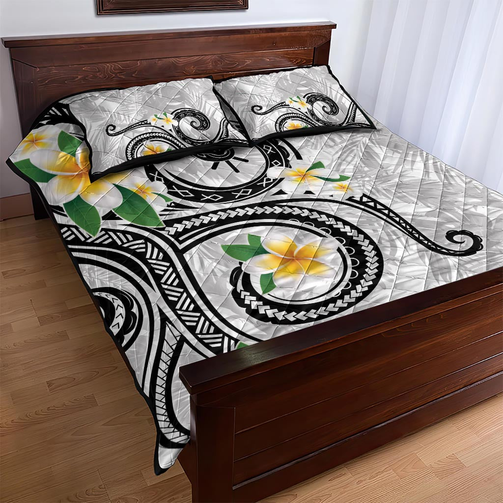 Kanaka Maoli Hawaii Plumeria Quilt Bed Set Dancing Tentacles White Style