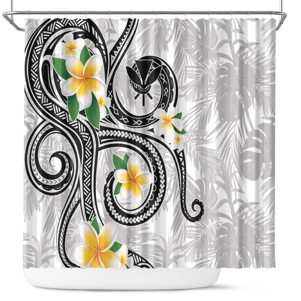 Kanaka Maoli Hawaii Plumeria Shower Curtain Dancing Tentacles White Style