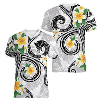 Kanaka Maoli Hawaii Plumeria Women V-Neck T-Shirt Dancing Tentacles White Style