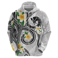 Kanaka Maoli Hawaii Plumeria Zip Hoodie Dancing Tentacles White Style