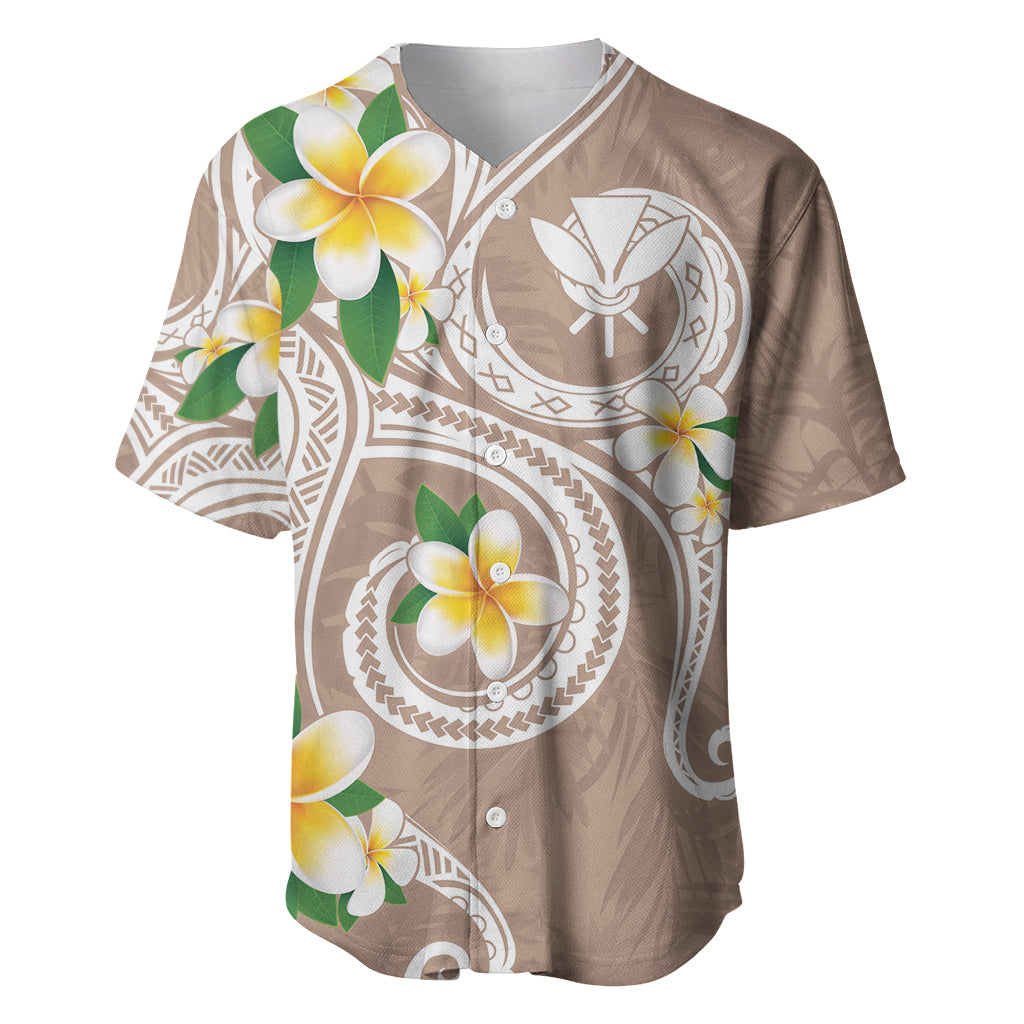 Kanaka Maoli Hawaii Plumeria Baseball Jersey Dancing Tentacles Beige Style
