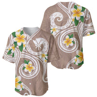 Kanaka Maoli Hawaii Plumeria Baseball Jersey Dancing Tentacles Beige Style