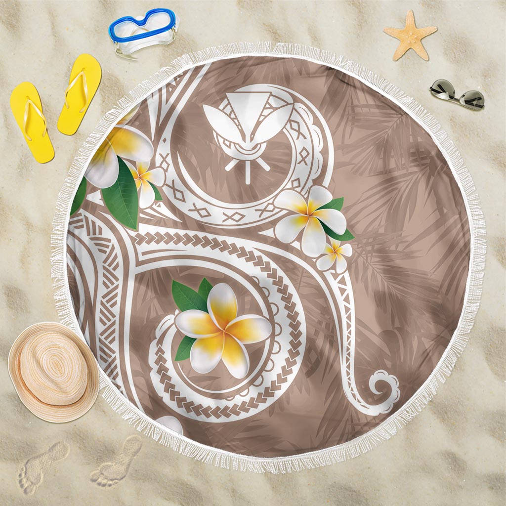 Kanaka Maoli Hawaii Plumeria Beach Blanket Dancing Tentacles Beige Style LT7
