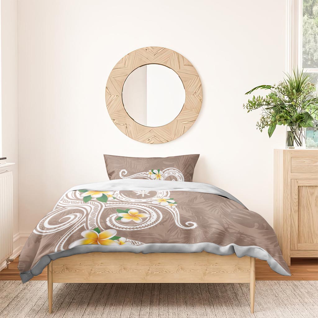 Kanaka Maoli Hawaii Plumeria Bedding Set Dancing Tentacles Beige Style LT7