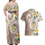 Kanaka Maoli Hawaii Plumeria Couples Matching Off Shoulder Maxi Dress and Hawaiian Shirt Dancing Tentacles Beige Style