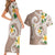 Kanaka Maoli Hawaii Plumeria Couples Matching Short Sleeve Bodycon Dress and Hawaiian Shirt Dancing Tentacles Beige Style