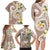 Kanaka Maoli Hawaii Plumeria Family Matching Long Sleeve Bodycon Dress and Hawaiian Shirt Dancing Tentacles Beige Style