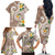 Kanaka Maoli Hawaii Plumeria Family Matching Off The Shoulder Long Sleeve Dress and Hawaiian Shirt Dancing Tentacles Beige Style