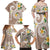 Kanaka Maoli Hawaii Plumeria Family Matching Off Shoulder Maxi Dress and Hawaiian Shirt Dancing Tentacles Beige Style