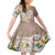 Kanaka Maoli Hawaii Plumeria Family Matching Off Shoulder Short Dress and Hawaiian Shirt Dancing Tentacles Beige Style