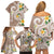 Kanaka Maoli Hawaii Plumeria Family Matching Off Shoulder Short Dress and Hawaiian Shirt Dancing Tentacles Beige Style