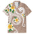 Kanaka Maoli Hawaii Plumeria Family Matching Off Shoulder Short Dress and Hawaiian Shirt Dancing Tentacles Beige Style