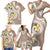 Kanaka Maoli Hawaii Plumeria Family Matching Short Sleeve Bodycon Dress and Hawaiian Shirt Dancing Tentacles Beige Style