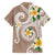 Kanaka Maoli Hawaii Plumeria Family Matching Short Sleeve Bodycon Dress and Hawaiian Shirt Dancing Tentacles Beige Style