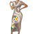 Kanaka Maoli Hawaii Plumeria Family Matching Short Sleeve Bodycon Dress and Hawaiian Shirt Dancing Tentacles Beige Style