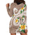 Kanaka Maoli Hawaii Plumeria Hoodie Dress Dancing Tentacles Beige Style