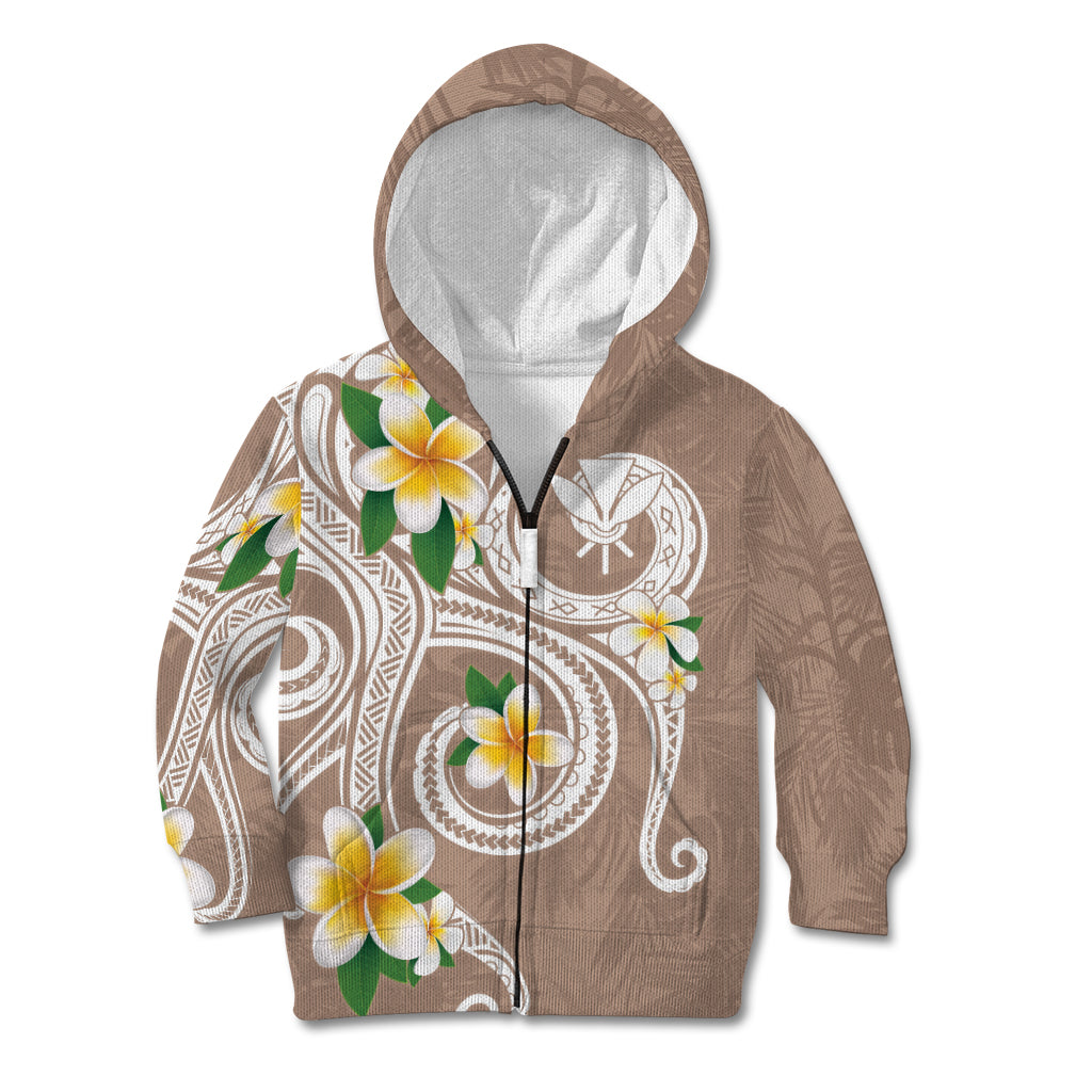 Kanaka Maoli Hawaii Plumeria Kid Hoodie Dancing Tentacles Beige Style
