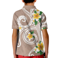 Kanaka Maoli Hawaii Plumeria Kid Polo Shirt Dancing Tentacles Beige Style