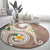 Kanaka Maoli Hawaii Plumeria Round Carpet Dancing Tentacles Beige Style LT7