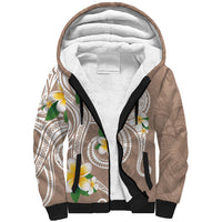 Kanaka Maoli Hawaii Plumeria Sherpa Hoodie Dancing Tentacles Beige Style