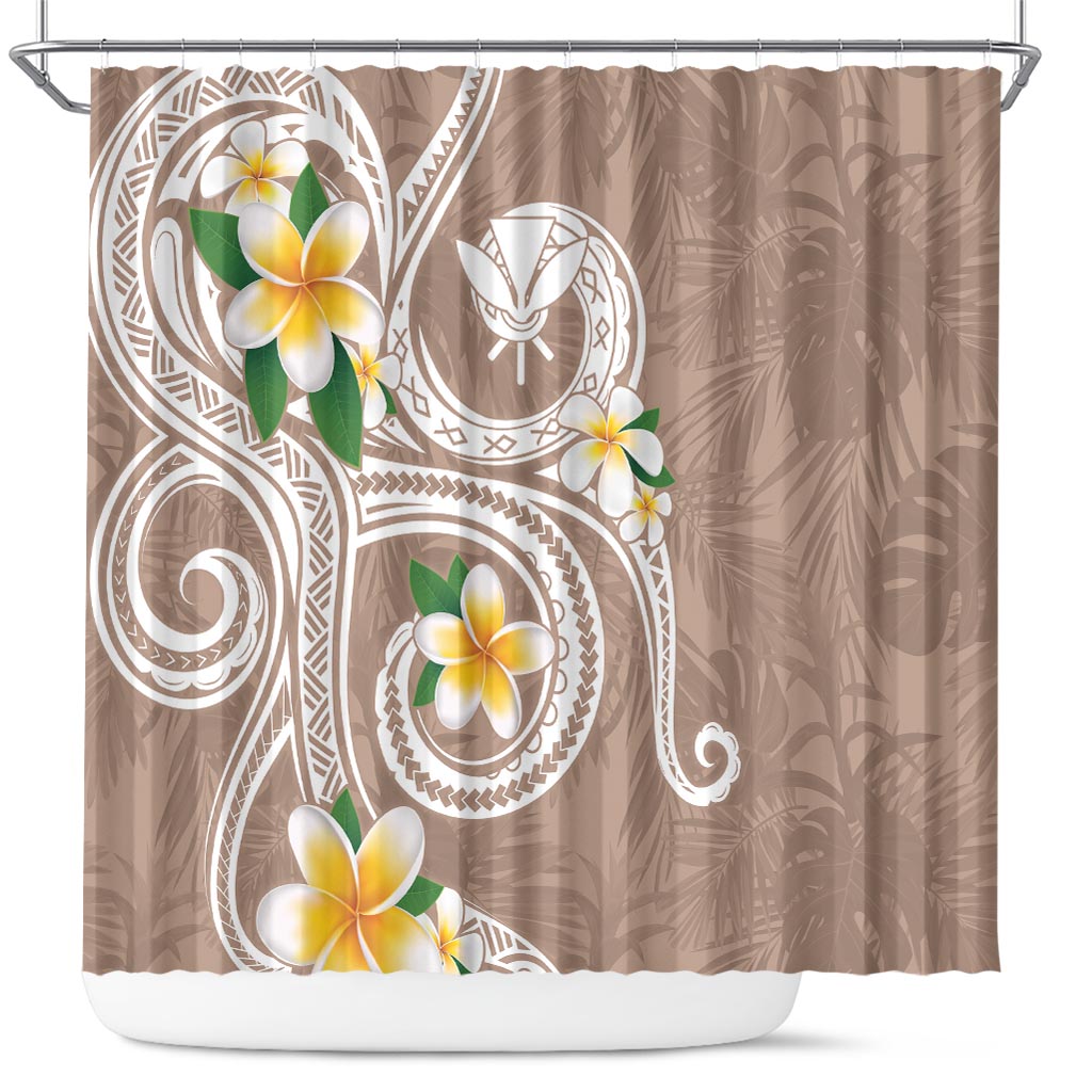 Kanaka Maoli Hawaii Plumeria Shower Curtain Dancing Tentacles Beige Style LT7