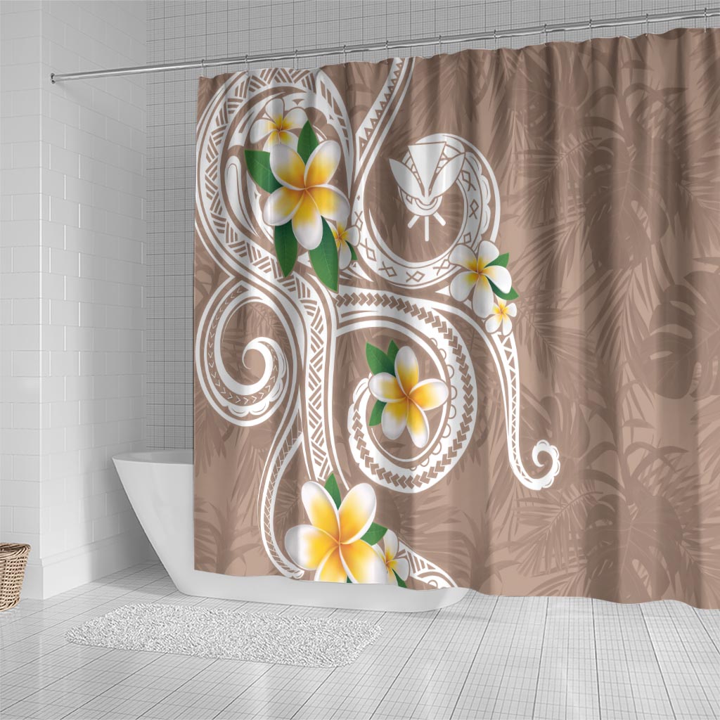 Kanaka Maoli Hawaii Plumeria Shower Curtain Dancing Tentacles Beige Style LT7