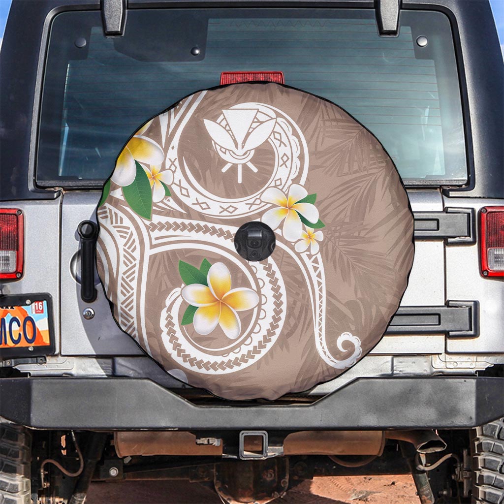 Kanaka Maoli Hawaii Plumeria Spare Tire Cover Dancing Tentacles Beige Style LT7