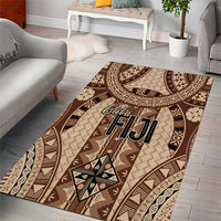 Bula Fiji Vintage Area Rug Brown Masi Motifs