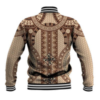 Bula Fiji Vintage Baseball Jacket Brown Masi Motifs