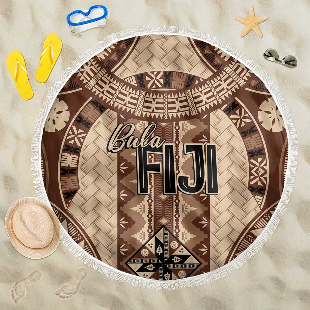 Bula Fiji Vintage Beach Blanket Brown Masi Motifs