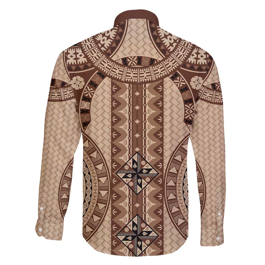 Bula Fiji Vintage Family Matching Off Shoulder Short Dress and Hawaiian Shirt Brown Masi Motifs