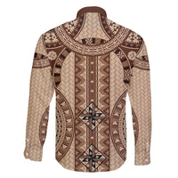 Bula Fiji Vintage Family Matching Short Sleeve Bodycon Dress and Hawaiian Shirt Brown Masi Motifs