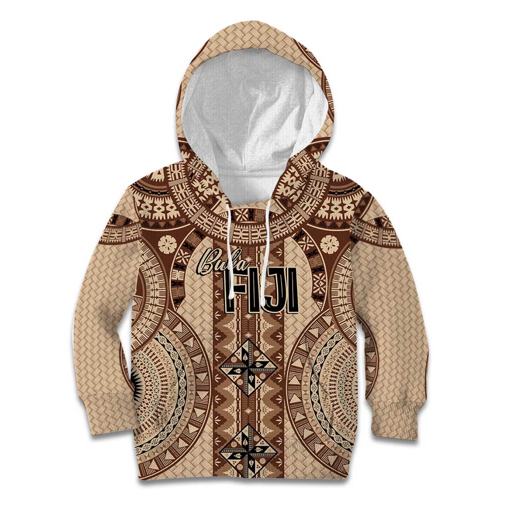 Bula Fiji Vintage Kid Hoodie Brown Masi Motifs