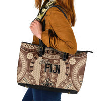 Bula Fiji Vintage Leather Tote Bag Brown Masi Motifs