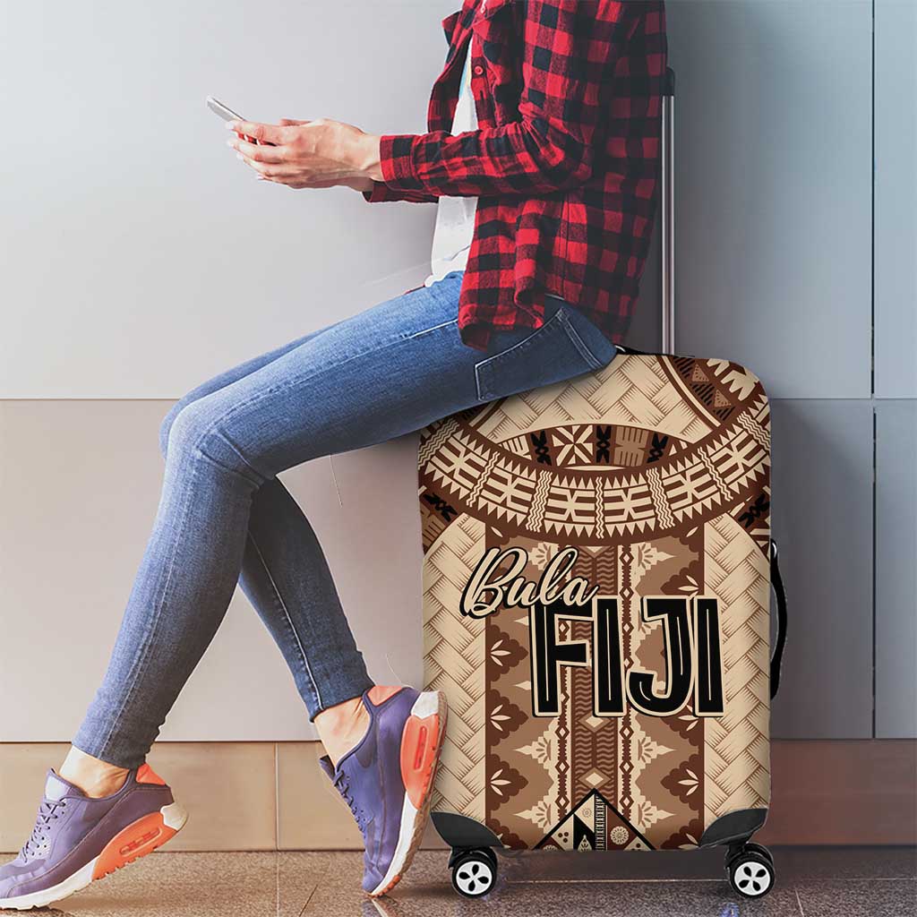 Bula Fiji Vintage Luggage Cover Brown Masi Motifs
