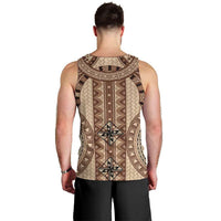 Bula Fiji Vintage Men Tank Top Brown Masi Motifs