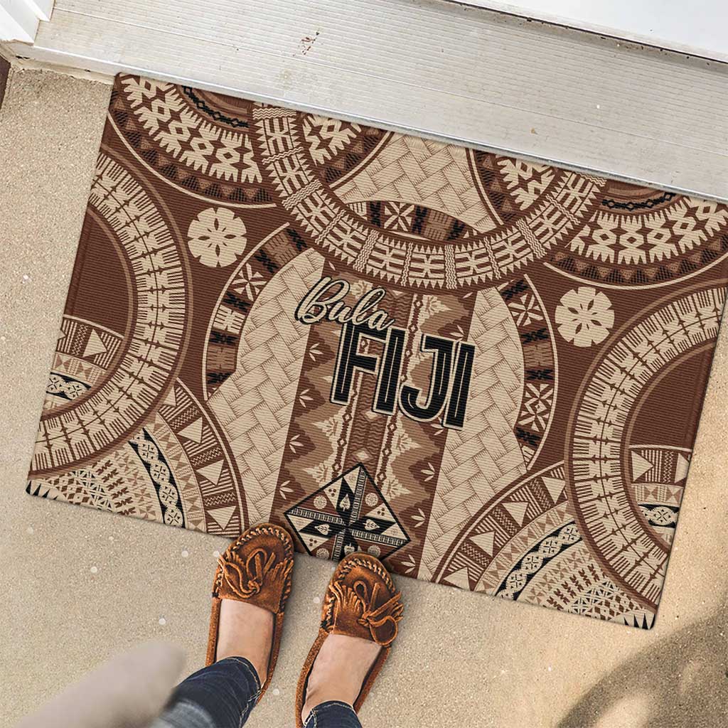 Bula Fiji Vintage Rubber Doormat Brown Masi Motifs