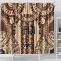 Bula Fiji Vintage Shower Curtain Brown Masi Motifs