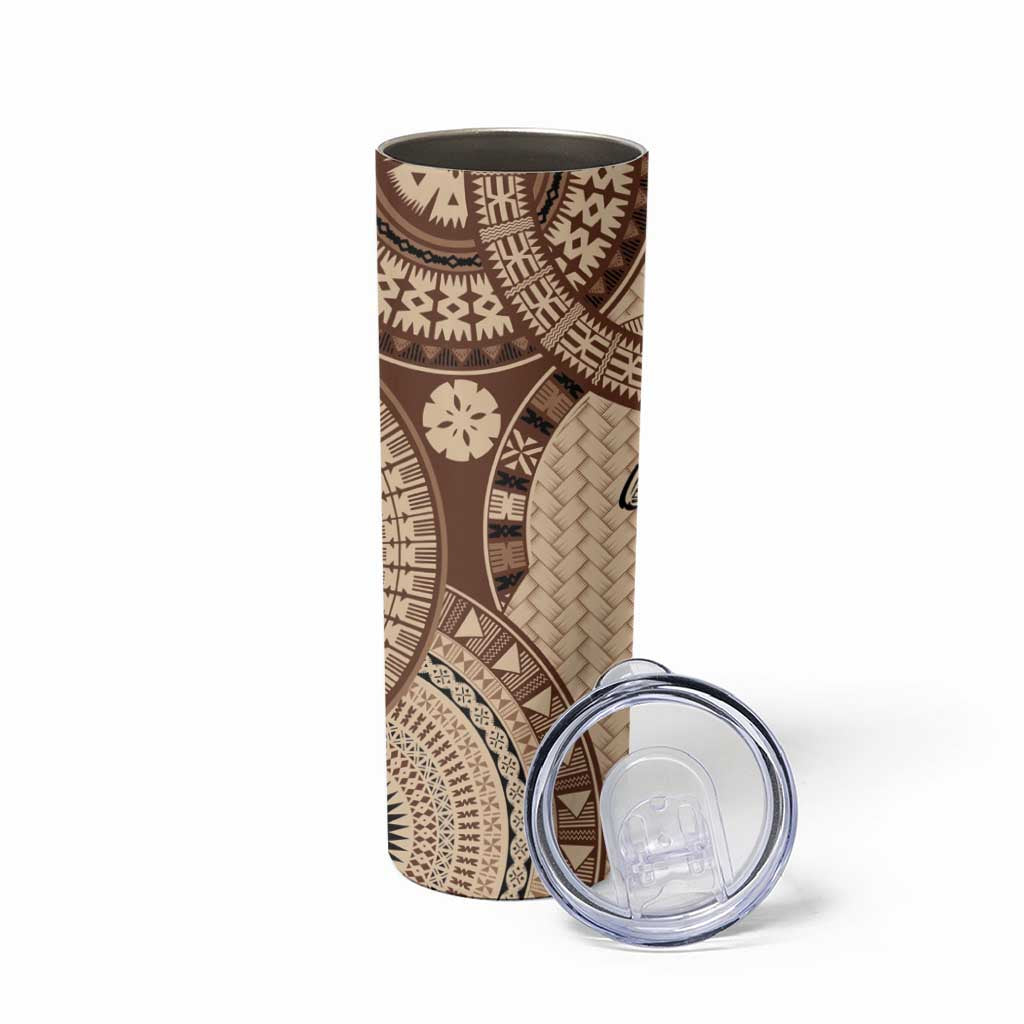 Bula Fiji Vintage Skinny Tumbler Brown Masi Motifs