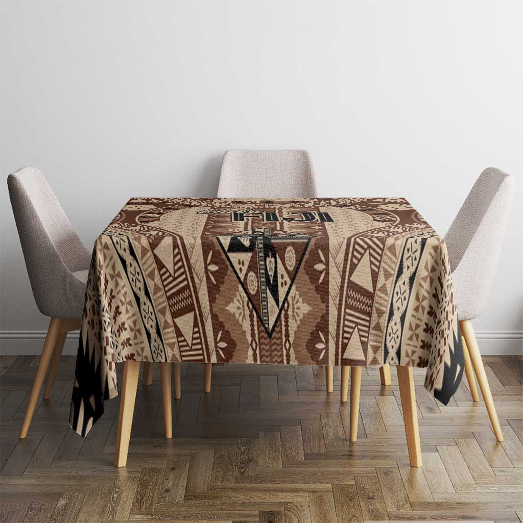 Bula Fiji Vintage Tablecloth Brown Masi Motifs