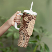 Bula Fiji Vintage Tumbler With Handle Brown Masi Motifs