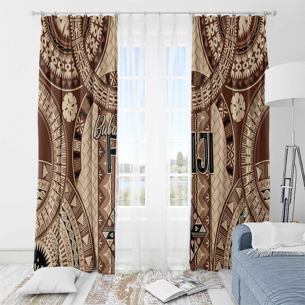 Bula Fiji Vintage Window Curtain Brown Masi Motifs