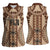 Bula Fiji Vintage Women Sleeveless Polo Shirt Brown Masi Motifs