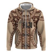 Bula Fiji Vintage Zip Hoodie Brown Masi Motifs